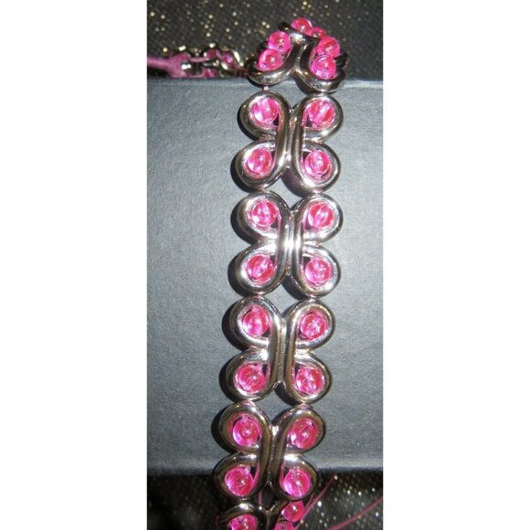 Elliott Lucca Fuchsia Pink Satin Intricate Rhinestone Beaded Handle evening bag - Picture 2 of 8